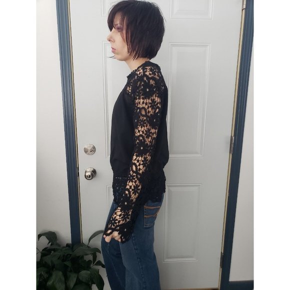 Black Crochet Sheer Top - Picture 2 of 3